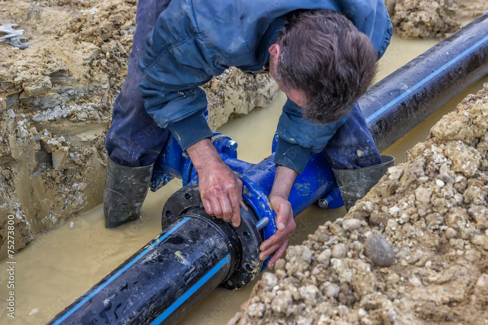 Close up of installing water pipe valve 3