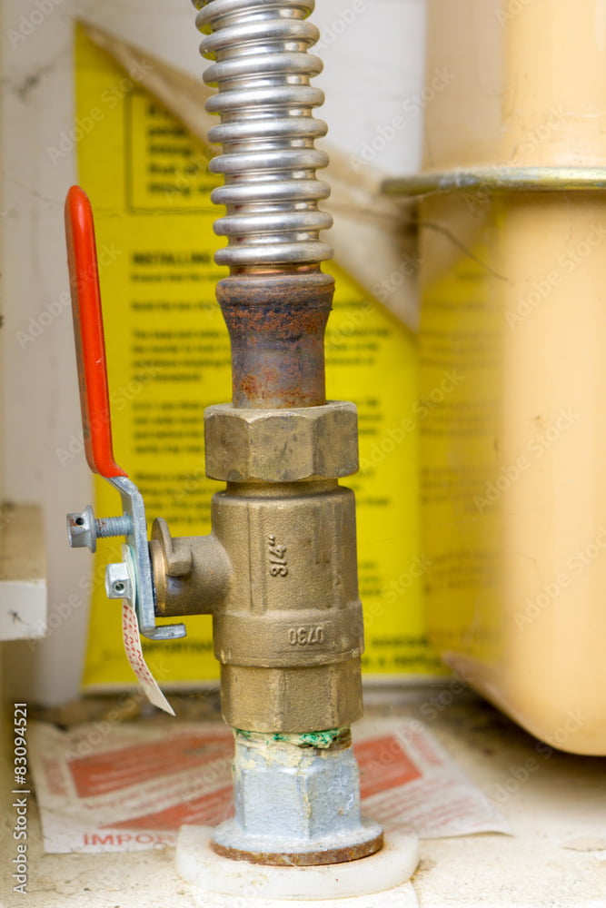 Mains gas valve closeup